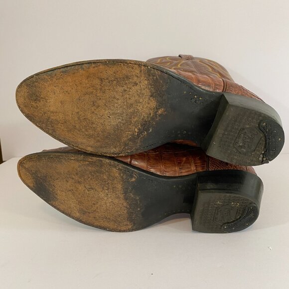 Tony Lama Royal Hornback Caiman Alligator Boots Mens 10 D Brown CZ1010 Exotic - Picture 8 of 9